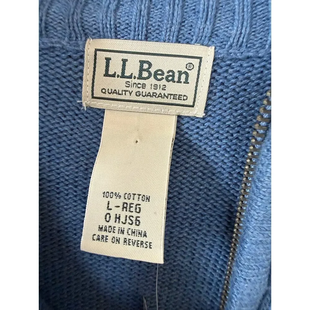 e: L.L.Bean Men’s Full Zip Cotton Cardigan Sweater Blue Large NWT